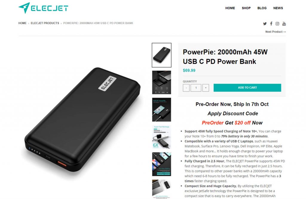 ELECJET Launches the PowerPie, the World's First 20000mAh Bidirectional 45W PD PPS Fast Charging Power Bank-Chargerlab