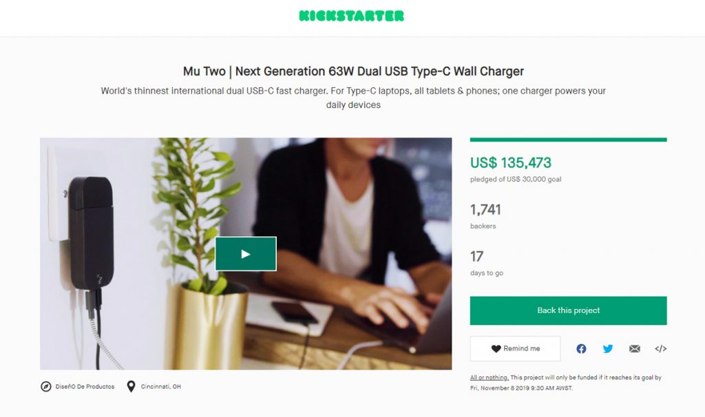 Mu Two Launched at Kickstarter as the World's Thinnest Global Charger with GaN Tech-Chargerlab