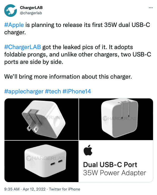 ChargerLAB Got the Leaked Pics of Apple First 35W Dual USB-C Charger-Chargerlab
