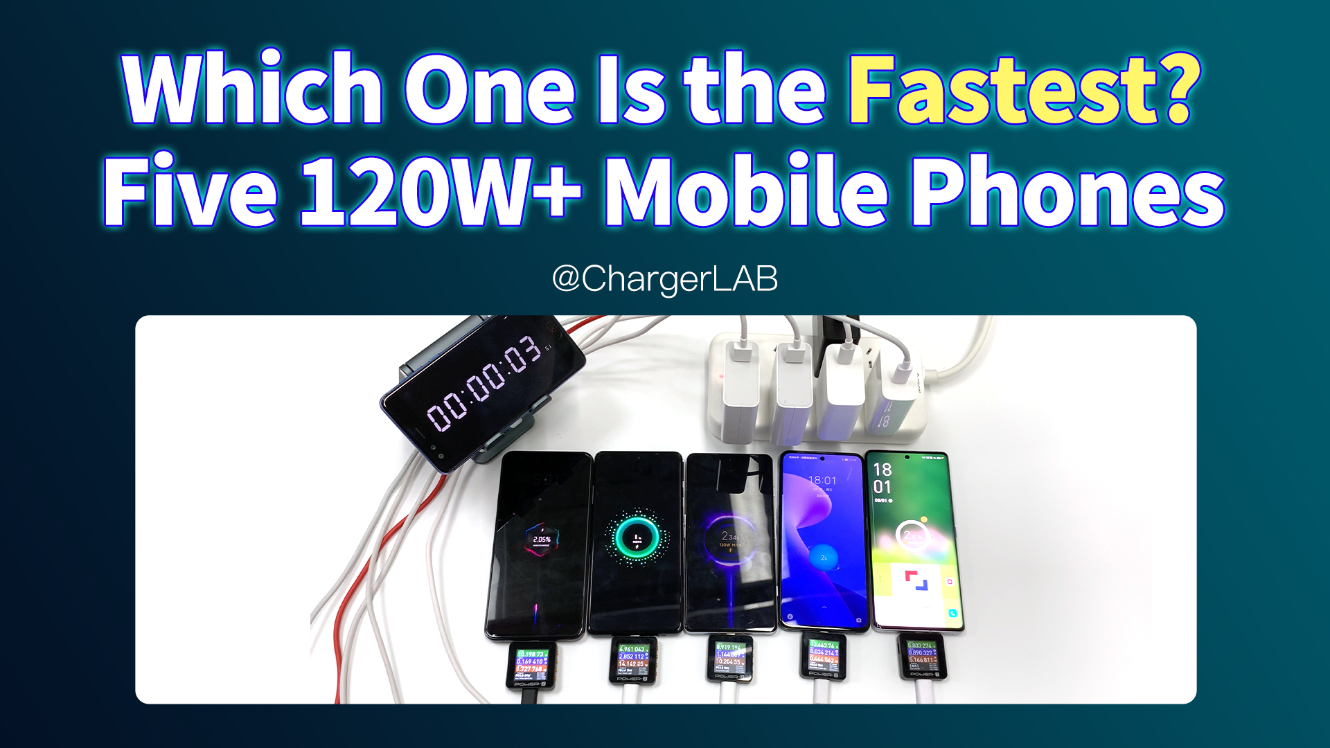 Which One Is the Fastest? Five 120W+ Mobile Phones Chargerlab