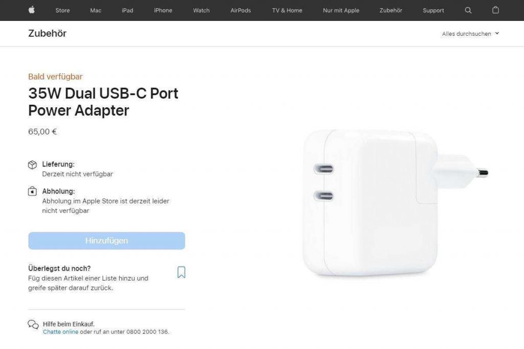 The Prices of the Apple New 35W Dual USB-C Charger Vary by Region-Chargerlab