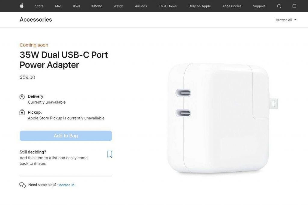 The Prices of the Apple New 35W Dual USB-C Charger Vary by Region-Chargerlab