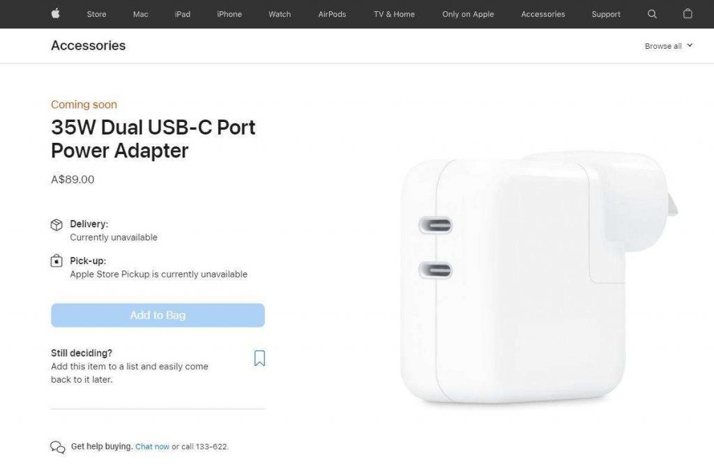 The Prices of the Apple New 35W Dual USB-C Charger Vary by Region-Chargerlab