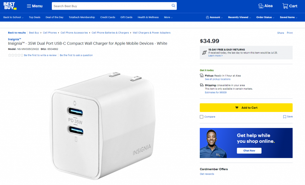 Best Buy Insignia Launches A New 35W Dual USB-C Charger-Chargerlab