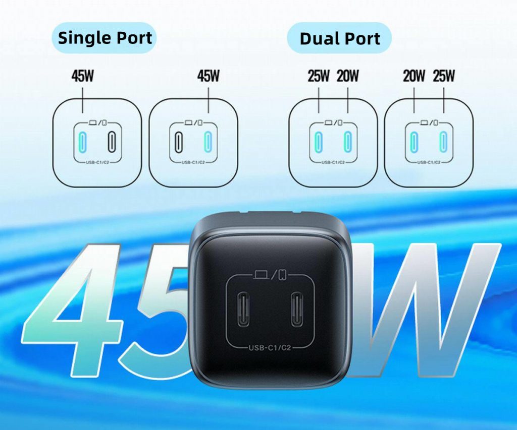 UGREEN Launches The New 45W Dual-port GaN Charger (Simultaneous Fast Charging for Dual iPhones)-Chargerlab
