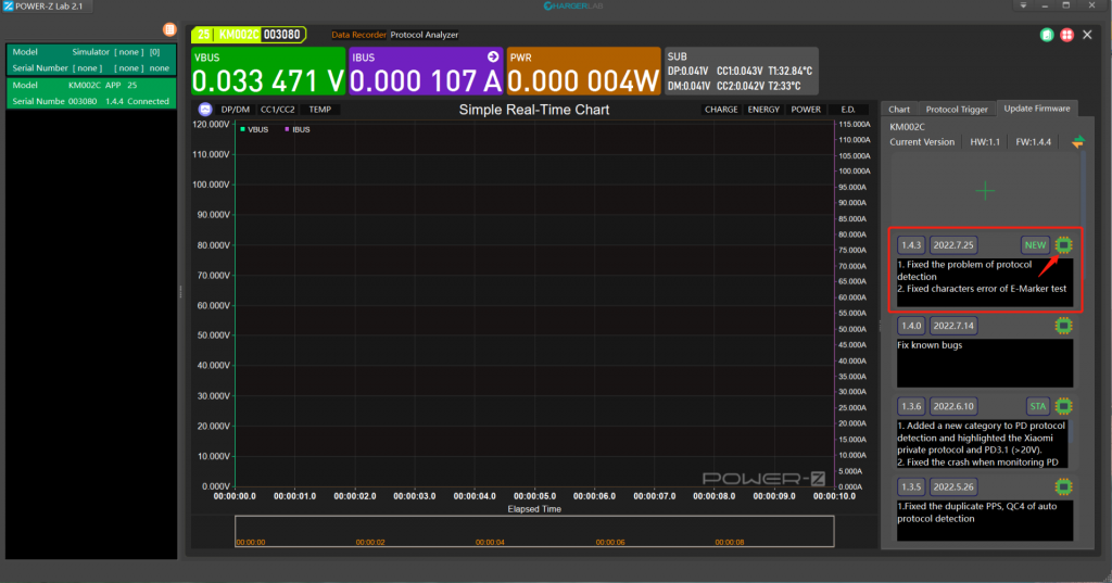 The New Firmware of Power-Z KM002C Now Supports Up to 10A-Chargerlab