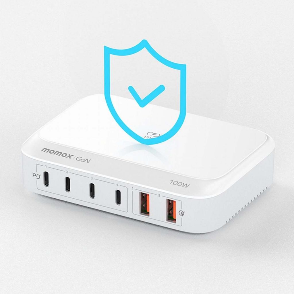 New MOMAX 100W 6-Port Wireless Desktop GaN Charger Supports Simultaneous Charging of 7 Devices-Chargerlab