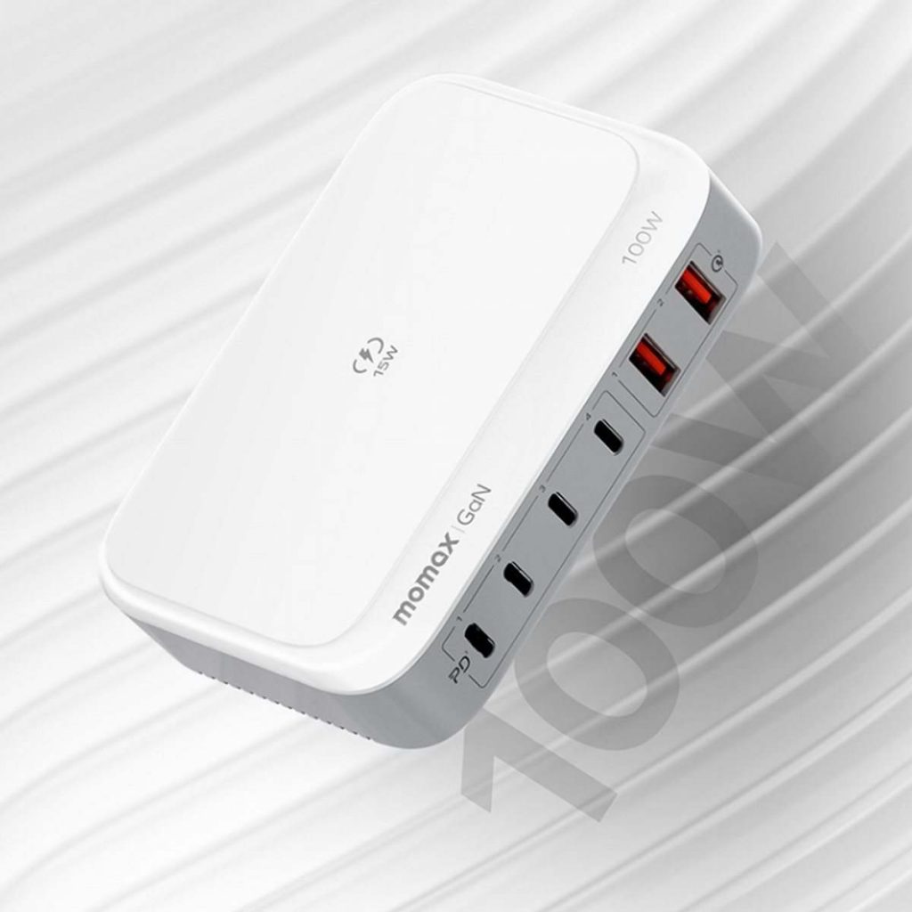 New MOMAX 100W 6-Port Wireless Desktop GaN Charger Supports Simultaneous Charging of 7 Devices-Chargerlab