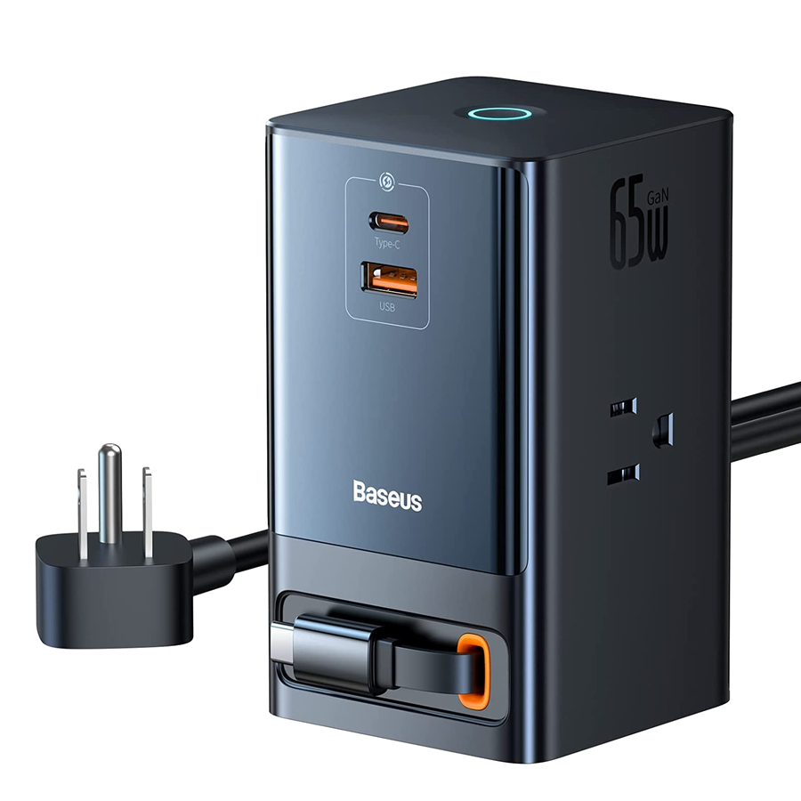 Retractable USB-C Cable | Baseus Launched 65W 6-in-1 GaN Charging Station-Chargerlab