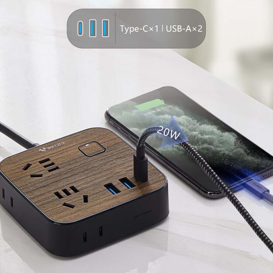 Wood-Like Design | BULL Launched a 20W PD Fast Charging Power Strip-Chargerlab