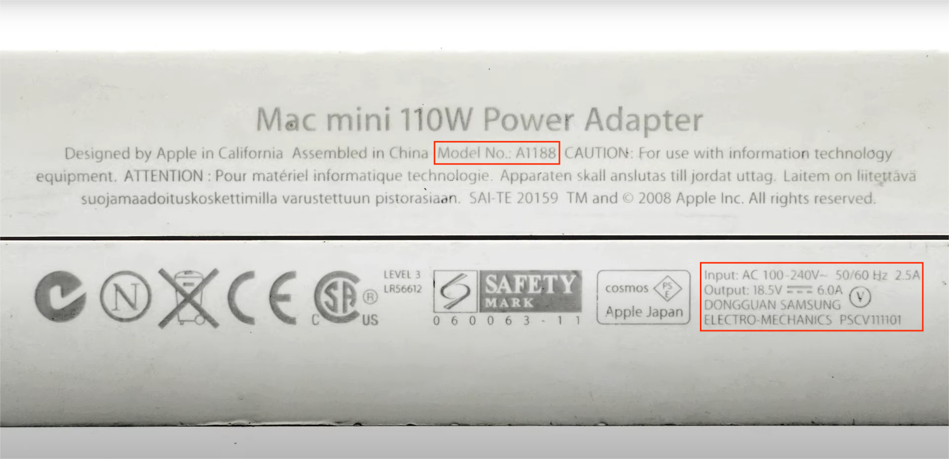 Back to 2006 | Teardown of Old Apple Mac mini 110W Power Adapter (A1188)-Chargerlab