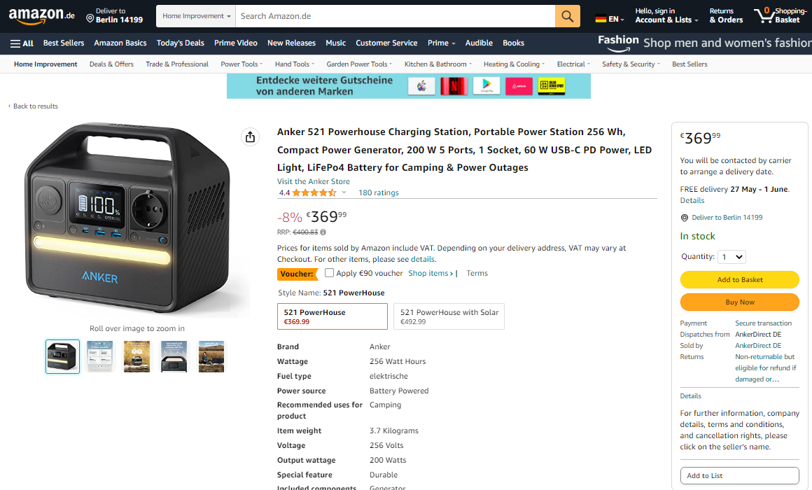 Best-Selling Portable Power Stations on Amazon.de (Germany) in May 2023-Chargerlab