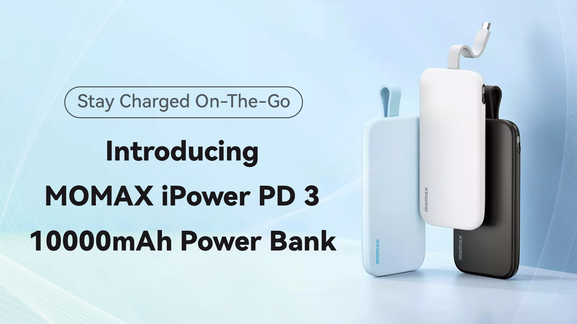 MOMAX Power Bank Mini iPower 10000mAh 3-Ports (2PD & USB) 37W - Black