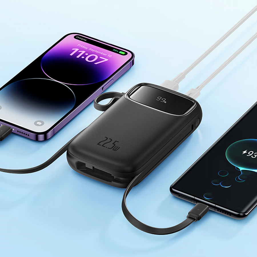 Twice the Convenience: Baseus Qpow 2 Power Bank Equipped with Two Integrated Cables-Chargerlab