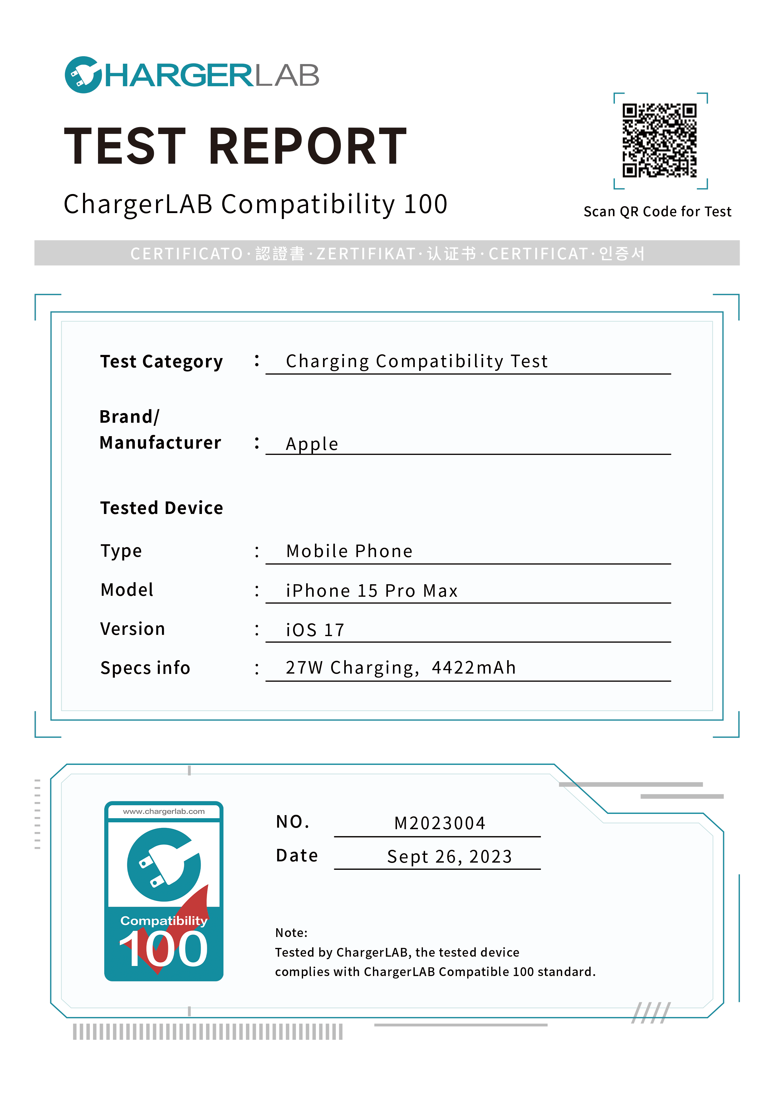 Apple iPhone 15 Pro Max Charging Test - ChargerLAB Compatibility 100 -  Chargerlab