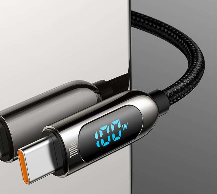 thumbnail image 2 of MM Electronicles 100W USB C Fast Charging Cable 6.6ft Braided With LED Display For IPhone 15 Android 2 of 6