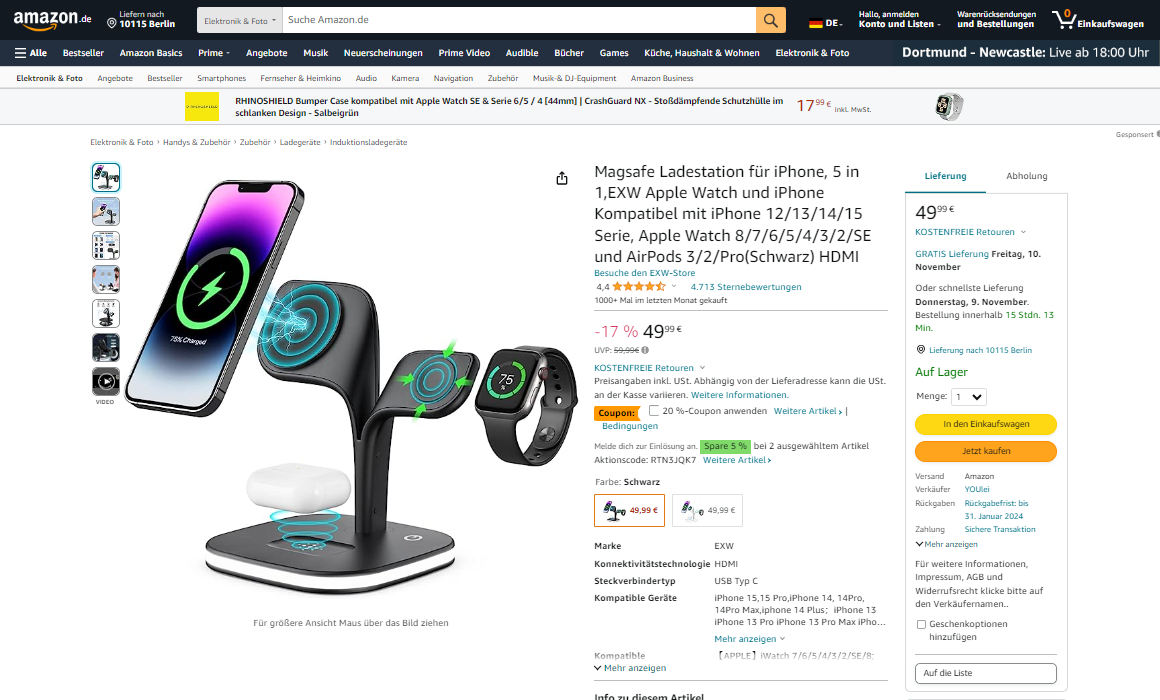 Best-Selling Wireless Chargers on Amazon Germany in November 2023-Chargerlab