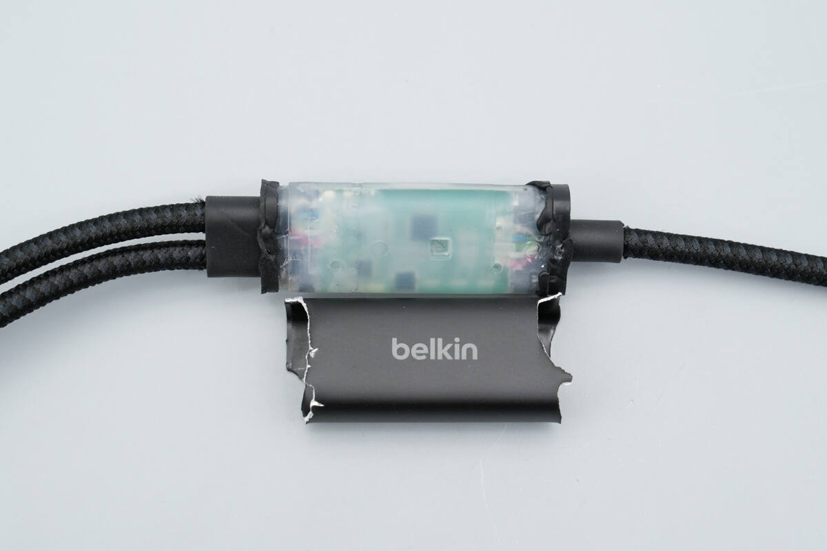 Teardown of Belkin BoostCharge Pro 140W Braided USB-C to Dual USB-C Cable (CAC004)-Chargerlab