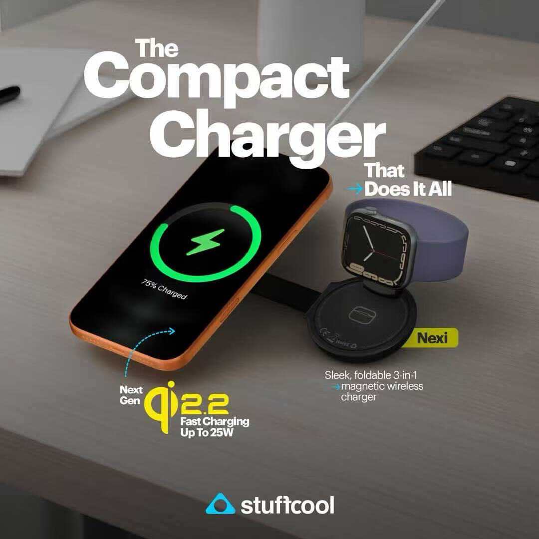 Stuffcool Launches Nexi – India’s most compact 3-in-1 Foldable Qi2.2 Magnetic Wireless Charger with 25W Fast Charging for iPhone, AirPods & Apple Watch-Chargerlab