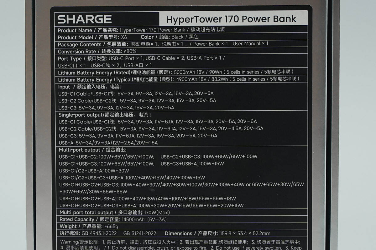 Teardown of SHARGE HyperTower 170W Power Bank (X6)-Chargerlab
