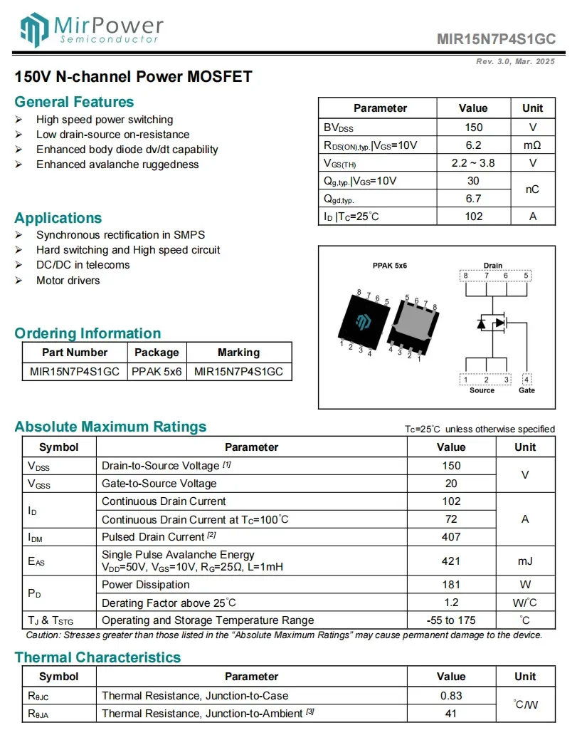 Miracle Power Launches 150V Low-Resistance MOSFET for 48V Fast Charging-Chargerlab