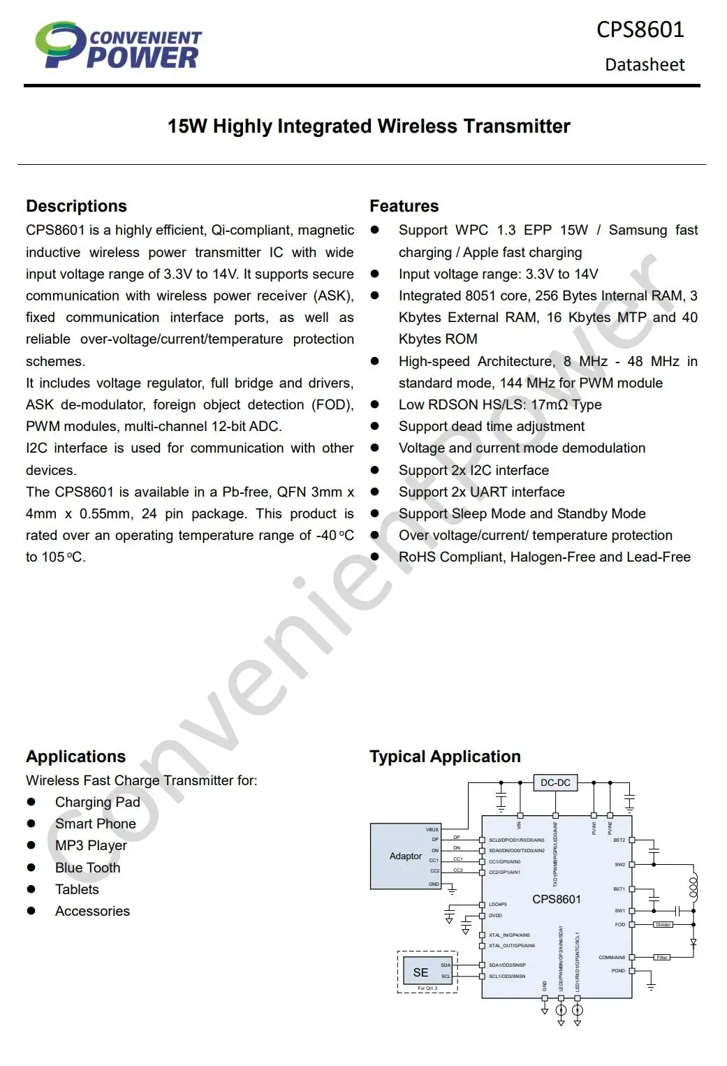 CPS Semiconductor Unveils the CPS8601 15W Highly-Integrated Wireless Power Transmitter IC to Supercharge Miniaturized Accessories-Chargerlab