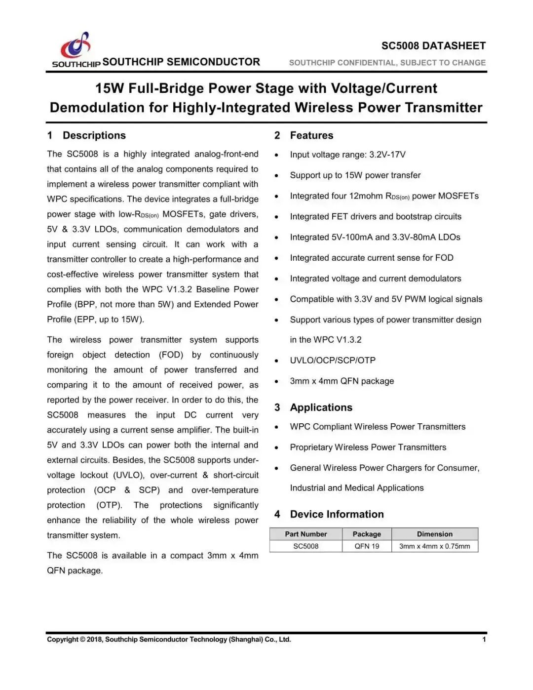Southchip Unveils the SC5008 15W Full-Bridge Wireless Power Transmitter Power Stage IC for High-Integration Designs-Chargerlab