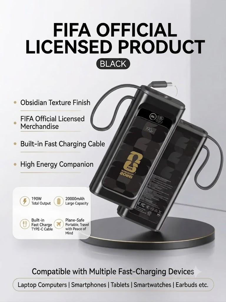 FIFA Launches Officially Licensed 2026 World Cup Power Bank, A Hardcore Collision of 190W High Power and Tournament IP-Chargerlab