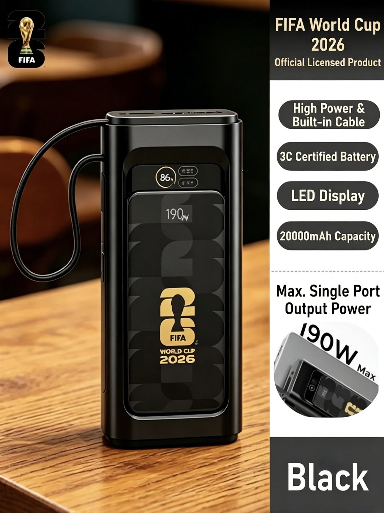 FIFA Launches Officially Licensed 2026 World Cup Power Bank, A Hardcore Collision of 190W High Power and Tournament IP-Chargerlab